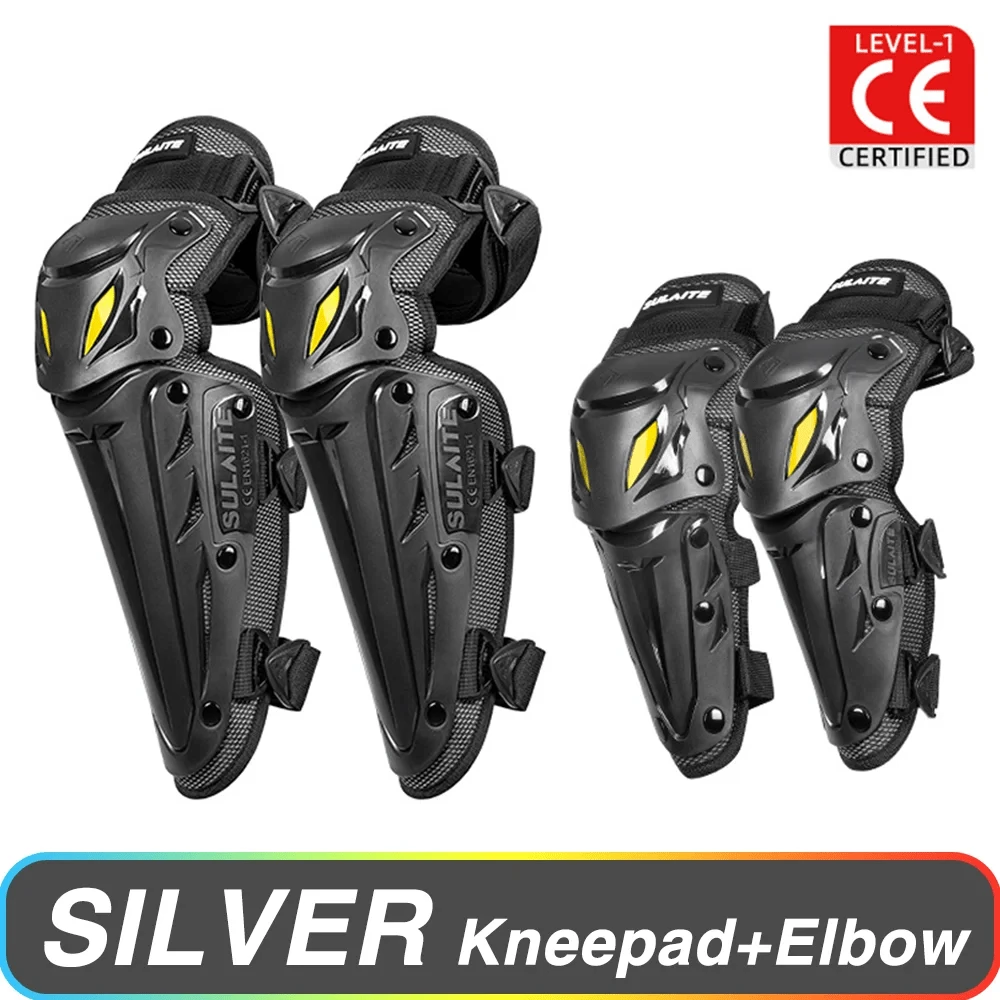 1 Par de Joelheiras e Cotoveleiras para Motocicleta, Protetores Resistentes ao Desgaste para Joelhos e Cotovelos, Equipamento de Proteção para Motocross, Acessórios para Ciclismo, Itens Essenciais para Motociclistas, Presente para Homens e Mulheres - Multicolorido - Visão 1