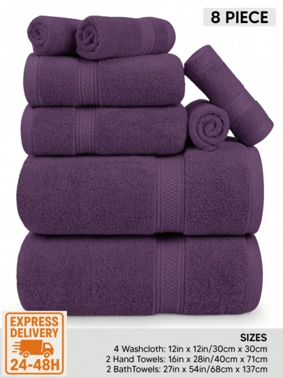 Utopia Towels 8‑Piece Luxury Towel Set [EXPRESS DELIVERY] – 2 Bath Towels, 2 Hand Towels & 4 Face Cloths (500 GSM Ring‑Spun Cotton) – Ultra‑Soft, Highly Absorbent Bath Sheet Collection For Home, Spa, Hotel, Gym & Beach – Premium Double‑Stitched Hem Design Prevents Fraying – Breathable, Quick‑Dry Fibre For Daily Use & Travel – Hypoallergenic, Fade‑Resistant & Lint‑Free Towels Engineered For Spa‑Style Comfort – Machine‑Washable At 40 °C, Tumble‑Dry Low Or Line‑Dry For Effortless Care – Ideal Guest Room Essentials & Thoughtful Housewarming Or Wedding Gift