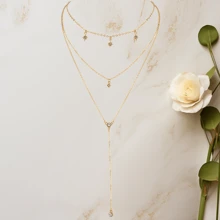 Colar Pendente Minimalista Céu Estrelado Multicamadas, Feminino