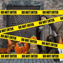 万圣节装饰警示胶带，禁止进入黄色恐怖警示胶带卷危险警示胶带室内路障户外恐怖 DIY 装饰配件适用于万圣节派对、门、危险区域