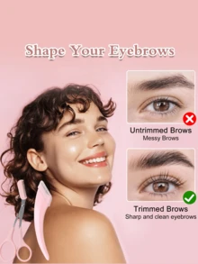 4件套/2件套/1件套不锈钢弯头眉刀眉剪带梳子，适合任何肤质的美容工具，男女通用，可用于脱毛、化妆、家居装饰、梳妆台、旅行、卧室等场合。产品用途广泛，包括化妆配件、眉刀、圣诞礼物等。