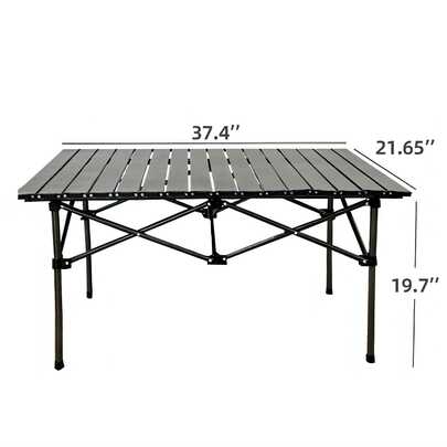 1 PC Folding Aluminum Outdoor Table With Adjustable Height,  Foldable Roll-Up Camping Table, Lightweight Thickened Metal Folding Table, Rustproof Baking Paint Picnic Folding Table, 120 LBS Heavy Duty Load, No Tools Are Needed To Set Up, Portable Outdoor Table For Picnic, Camping, Beach