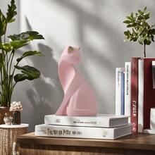 1pc创意造型猫咪情侣黑白带尾巴可爱猫咪家居客厅玄关树脂家居情侣摆件装饰decorazioni相机家居装饰