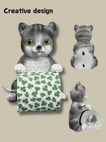 Adorable Cat-Shaped Paper Towel Holder - Freestanding,Funny Paper Towel Roll Storage - Cute Bathroom Decor, Plastic,Perfect For Bathroom Use,Towel Holder For Bathroom,Light Luxury Metal Tissue Box