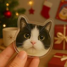 个性化亚克力冰箱贴，带宠物肖像，可爱猫狗卡通定制冰箱贴，创意亚克力磁性贴纸装饰，圣诞节礼物，感恩节礼物，情侣礼物，企业标志DIY - 5cm壓克力冰箱貼+磁片 - 查看 4