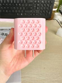 Set de 5 piezas Funda protectora con panal rosa para disipar el calor, compatible con cable de datos Apple, compatible con cargador de 18-20W, accesorios de cargador a prueba de roturas y arañazos, accesorios de teléfono
