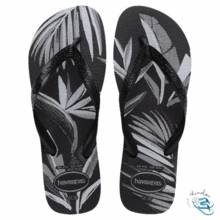 Havaianas Aloha Men's Floral Beach Summer Flip Flops Unisex Original - Black - View 1