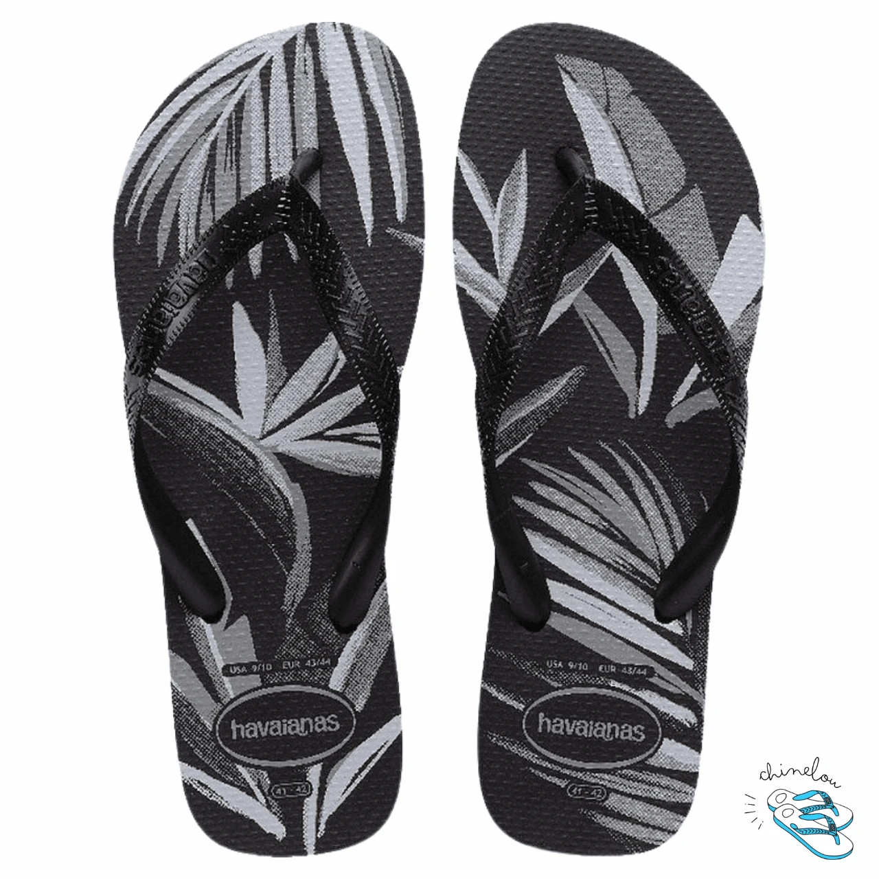 Havaianas Aloha Men's Floral Beach Summer Flip Flops Unisex Original - Black - View 1
