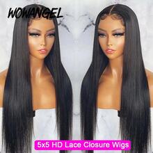 WOWANGEL 5x5 HD Lace Closure Wig, 100% Human Hair Straight, Invisible Skin-Friendly Fit, 200% Density, Brazilian Remy Human Hair, 5x5 HD Lace Closure Wig, Pre-Plucked, No Glue Needed, For Women - Natural Black - View 4