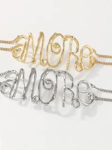 1pc Women's Hollow Letter Necklace, Hip-Hop Motorcycle Style - Letter Clavicle Chain - View 6