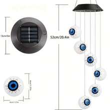 1 Stück Solar betriebenes Ahornblatt Windspiel mit farbwechselnder Nachtbeleuchtung - Gruseliges Glühauge Atmosphäre Solar Halloween Windspiel, ideal für Außenbereich, Schlafzimmer, Terrasse und Gartendekoration - Perfekte Halloween Außendekoration, Weihnachts-Außendekoration, Halloween Dekoration, Licht Heimdekoration, Party Dekoration, Halloween Dekoration, Raumdekoration, Halloween Gartendekoration als Geschenk, Fairy