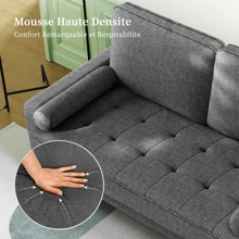JANZDIYS Divano a 2 posti, Divano in lino da 121 cm con cuscini a molle, Mini stanza con braccioli, Loveseat moderno da salotto, Loveseat fisso a 2 posti