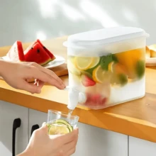 Plastic Juicer With Lid For Refrigerator With Tap Capacity 3 Liters For Flavored Water - trắng - Xem 2