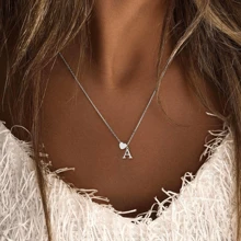 1pc Optional Letter Stainless Steel Heart Pendant Necklace Simple Temperament Classic Fashion Letter Customized Adjustable Chain Valentine's Day Gift/Birthday Gift/Anniversary Gift/Daily Wear