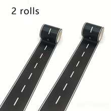 Reusable Cartoon Road Track Stickers, Cars And Tape - Black Polyurethane Tape/For Party Racing Decoration, DIY Road Traffic/Car Self-Adhesive Stickers/ Car-Themed Decoration (5m X 5cm Per Piece)