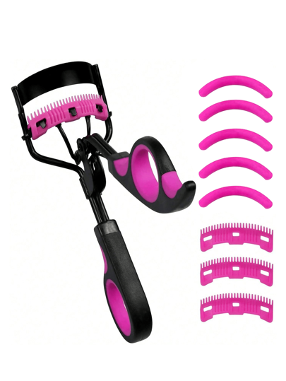 9pcs/Set - Eyelash Curler With Comb Lash Curler With 5 Replacement Refills, 3 Combs, 10 Seconds Curl And Lifted Lashes,Black And Purple