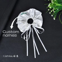 定制名字蝴蝶结发圈蝴蝶结发圈长发带马尾辫固定带女士时尚条纹丝带非常适合辫子 - 發箍 - 查看 4