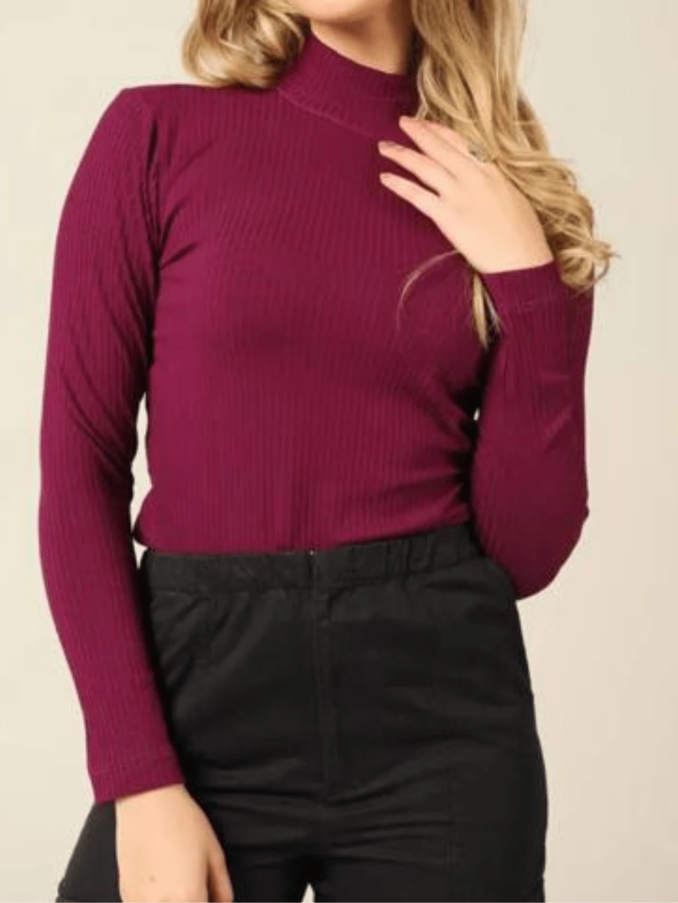 Women's Turtleneck Long Sleeve Casual Autumn And Winter Blouse - Gỗ đỏ - Xem 1