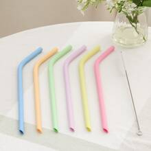 MYLOLF 4/6/12 piezas Pajitas de silicona reutilizables - Con cepillo de limpieza gratis, Set de pajitas de silicona, portátil, pajitas flexibles reutilizables, resistentes al calor y al desgaste para botellas de agua, té, bebidas, adecuadas para picnic, camping, fiestas