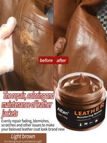 1.06oz Light Brown Leather Repair Paste, Leather Jacket Coloring And Renewal Agent, Real Leather Wear And Fading Restoration Dye Paste, With Dyeing Brush,Shoe,Spring Summer Picks,Brides Maid Gifts,Room,Bedroom Deccor,Bedroom Deccor,Beach,Travel,For Men,For Women,Vacation - Light Brown - View 1