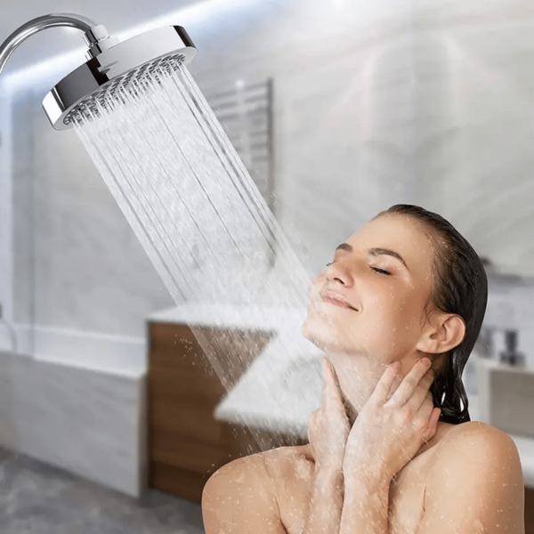 [High-Pressure Rainfall Shower Head] 6-Inch High-Pressure Rainfall Shower Head - Adjustable Angle, Chrome Finish, Wall/Ceiling Mount, Round Polished Bathroom Accessory
