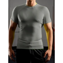 Playera Manga Corta Compresión Secado Rápido - Gris Oscuro - Ver 4