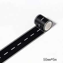 Reusable Cartoon Road Track Stickers, Cars And Tape - Black Polyurethane Tape/For Party Racing Decoration, DIY Road Traffic/Car Self-Adhesive Stickers/ Car-Themed Decoration (5m X 5cm Per Piece)
