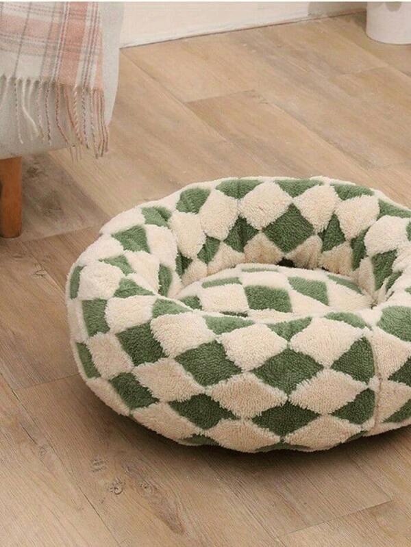 1pc Pet Bed Cushion, Soft Washable Dog Mat, Comfortable Donut Shaped Pet Bed, Fluffy Dog House, Pet Round Bed, Anti-Anxiety Pet Bed, Warm All-Year-Round Pet Sofa, Suitable For Small-Medium Dogs