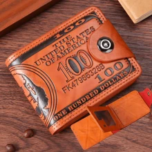 1pc Men's Dollar Bill Wallet Card Holder & Coin Purse Foldable Short Billfold With Dollar Print Stylish PU Leather For Men Wallet Mini Wallet Purse Wallet Men Wallet Leather Small Wallet