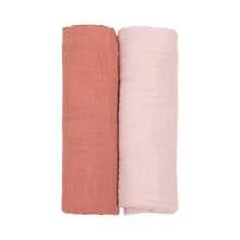 Soft Swaddle Blanket 1.20m X 1.20m Papi Baby Earthy Tones Kit 2 Units Fresh Diaper Fabric - 淺粉色 - 查看 3