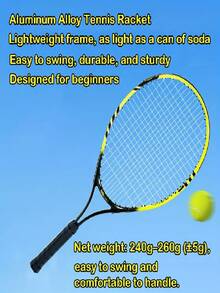 1 Ultra-Light Aluminum Tennis Racket; 1 Ball Bag, Aluminum Racket, Ultra-Light And Durable, Large Racket Design, Easy To Hit, Suitable For Beginners And Daily Entertainment, Suitable For Leisure Training, Family Entertainment And Social Sports-Outdoor Sports - Green - View 2