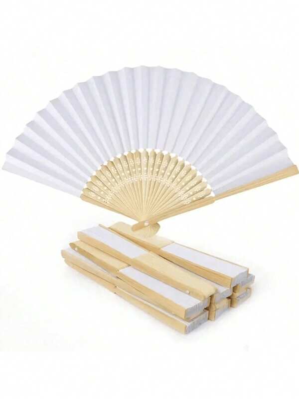 15/33/44/50pcs Vintage Handheld Foldable Paper Fan,Portable Bamboo Fan With Foldable Paper Cover - Perfect Summer Accessory For Staying Cool And Stylish, Perfect For Parties And Events