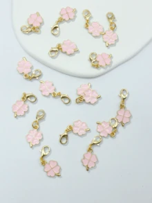 10 件四叶草幸运钥匙扣幸运三叶草吊饰钥匙圈圣帕特里克节礼物，适合毕业典礼、婚礼、典礼和包装装饰学校 - 淺粉色 - 查看 3