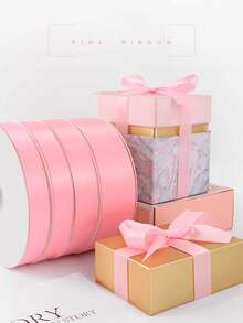 1 Roll 2/4cm X 8.66 Inch Pink Satin Ribbon, Baking, Cake And Wedding Decoration Gift Wrapping Ribbon, Cake Tying Bow - Baby Pink - View 7