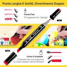 Marcadores profesionales de arte y diseño: juego de 80 colores, puntas dobles para detallar y sombrear, tinta a base de alcohol: juego de marcadores de punta doble, con tinta permanente, puntas finas y biseladas, mezcla suave y secado rápido. - Negro - Ver 8