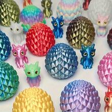 Juego decorativo compacto de 2 piezas con un dragón y un huevo 3D impresos, en opciones de varios colores, adecuado para exhibir en el escritorio de la oficina o el hogar, regalo ideal para Halloween, Navidad, Acción de Gracias y la vida diaria