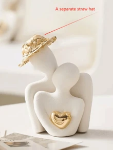 1 pezzo Statuetta astratta dorata a forma di cuore, decorazione con coppia che si abbraccia, adatta per decorazione della casa, camera da letto, ufficio e studenti, il miglior regalo, decorazioni primaverili e natalizie, storage, decorazioni per matrimoni, decorazioni per feste, organizer per gioielli