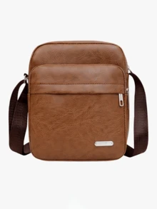 1个男士休闲单肩包，PU皮革斜挎包，商务包，节日礼物 - 彩色 - 查看 9