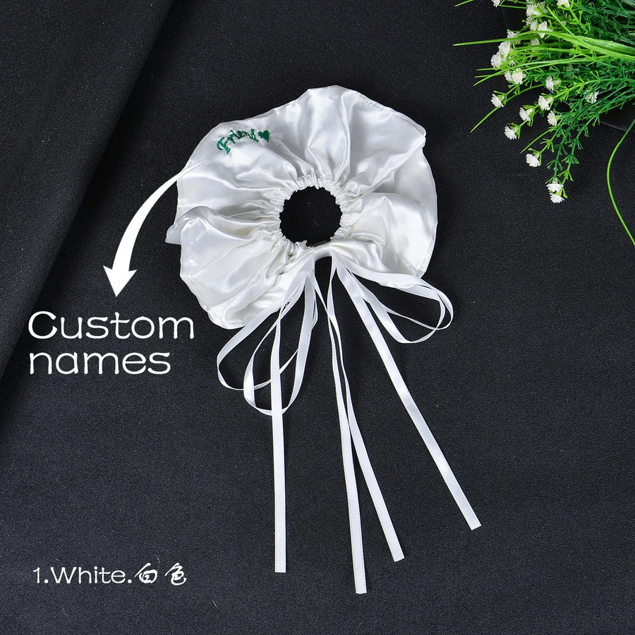 定制名字蝴蝶结发圈蝴蝶结发圈长发带马尾辫固定带女士时尚条纹丝带非常适合辫子 - 發箍 - 查看 1