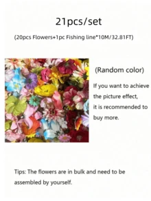 21pcs/Set Suspended Flower DIY Flower Curtain,DIY Wedding Arch,Artificial Flower Door Curtains,Spring Decoration Petals,Simulation Flower Pendant Ornaments Wedding Room Layout Mother's Day Graduation,Banquet, Date, Party,Wedding,Exquisite,Banquet,Flower - 彩色 - 查看 15