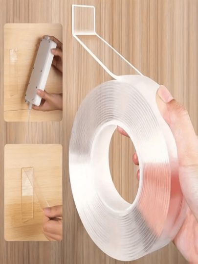 [ Essential For Daily Necessities ] 1 Roll Of Thick And Good Storage Adhesive Transparent Acrylic Nano Double-Sided Tape, Creative Magic Nano Tape, Kitchen Stickers, Stickers, Wall Stickers, Home Decor Vinyl Stickers, Spring Decor Items To Refresh Your Home