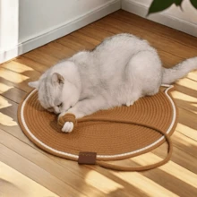 1 件超大加厚猫抓板，二合一猫按摩抓板垫带悬挂球，保护家具、沙发，耐用透气的编织棉绳材料，适合猫和小狗舒适地抓挠、休息和玩耍 - 彩色 - 查看 6