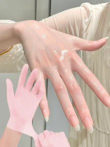 1Pair Moisturizing Hand Gloves, For Dry Cracked Skin Softening Exfoliating Feet Hand Care Tools, Soft Silicone Gel, Skin Repairing, Reusable, Suitable For Hand Care, Beige/Pink,Hand Care,Gift,Care Tools, Soft Silicone Gloves, Gel Spa Moisturizing Gloves, Aloe Vera Lotion Gloves For Repairing Dry, One Size Fits All, Ideal For Home Hydration, Moisturizing Hand Gloves,Gift For My Mother,Mother's Day,Travel Accessories - Multicolor - View 8