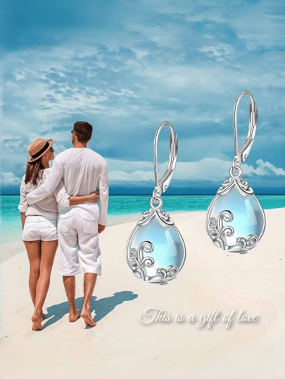 2 زوج من أقراط قلادة قطرة القمر - أناقة أسلوب البوهيمي، مناسبة للارتداء اليومي وهدايا، لجميع المناسبات، أقراط يومية | أقراط قلادة قطرة | أقراط من فضة إسترليني 925