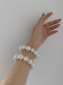 1 Peça Scrunchie de Cabelo com Pérola, Elástico de Cabelo Versátil Estilo Ballet, Suporte de Rabo de Cavalo, Elásticos de Cabelo, Fita de Borracha para Cabelo, Scrunchies, Corda de Cabelo Elástica, Bolinhas de Cabelo