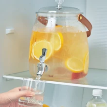1 Piece Large Capacity With Faucet, Refrigerator Cold Water Bottle, Fruit Tea Cold Water Bottle, Household Water Beverage Bucket, Ice Glass Juice Pot (Without Shelf)
