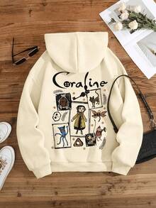 SUDADERA AFELPADA CUELLO REDONDO CON DISEÑO COR ALINE IDEAL PARA EL FRÍO DE GORRO - Albaricoque - Ver 3