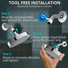 [High-Pressure Rainfall Shower Head] 6-Inch High-Pressure Rainfall Shower Head - Adjustable Angle, Chrome Finish, Wall/Ceiling Mount, Round Polished Bathroom Accessory