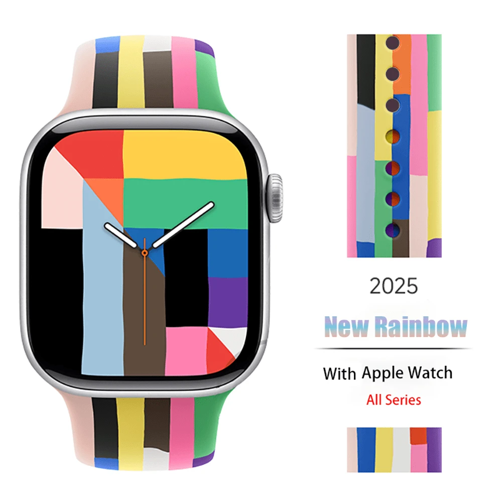 1pc Sport Silicone Strap Compatible With Apple Watch Band 40mm 42mm 41mm 38mm 44mm 46mm 45mm 49mm Men/Women,Bracelet Wristband Compatible With IWatch Series 10/9/8/7/6 5/4/3/SE/2nd Generation/Ultra/2,Smart Watch Accessories Bright Colors Suitable More People