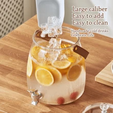 1 Piece Large Capacity With Faucet, Refrigerator Cold Water Bottle, Fruit Tea Cold Water Bottle, Household Water Beverage Bucket, Ice Glass Juice Pot (Without Shelf)